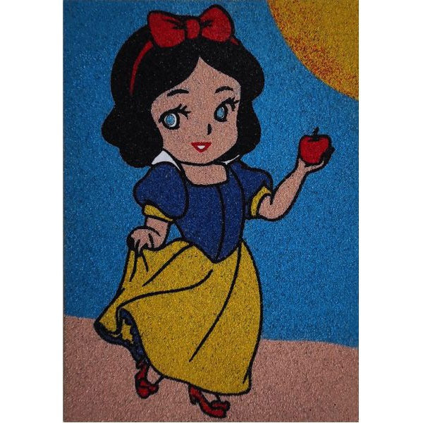 Princess with apple sand painting kit featuring colorful sand and creative template.