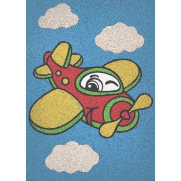 Repülő homokkép kék háttérrel és fehér felhőkkel.