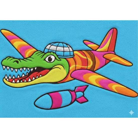 Bombardiro Crocodilo homokkép homokfestés készlet sablonkép és színes homok tasakokkal