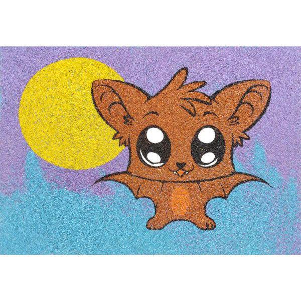 Bébi denevér homokkép színes sablonkészlet gyermekeknek.