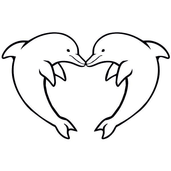 Delfinek homokkép sablon két delfinnel szív alakban.