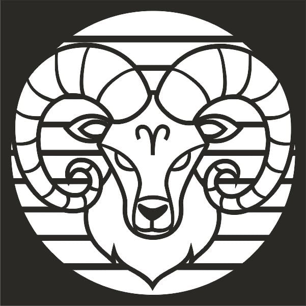 Kos Horoszkóp homokkép design with ram and stripes.