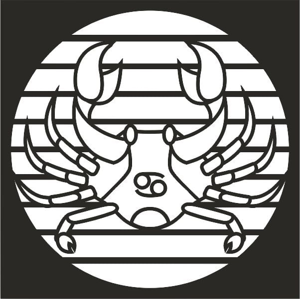 Rák Horoszkóp homokkép sablon fekete-fehér mintával.