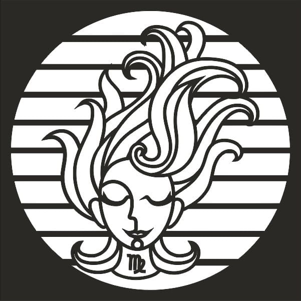 Szűz horoszkóp homokfestmény design.