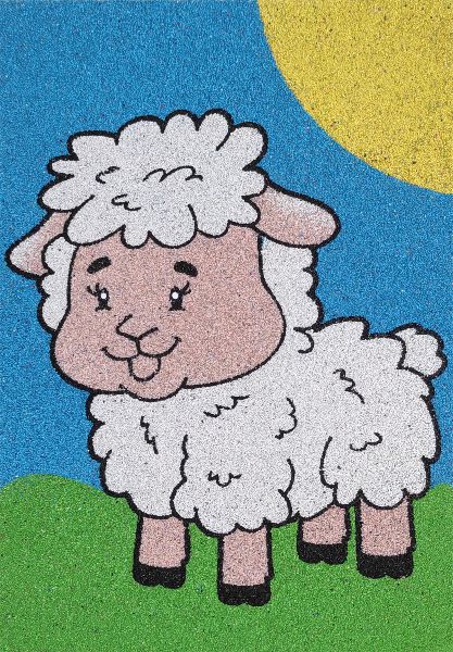 Gyapjas bárány homokkép szórakoztató kreatív készlet gyerekeknek.