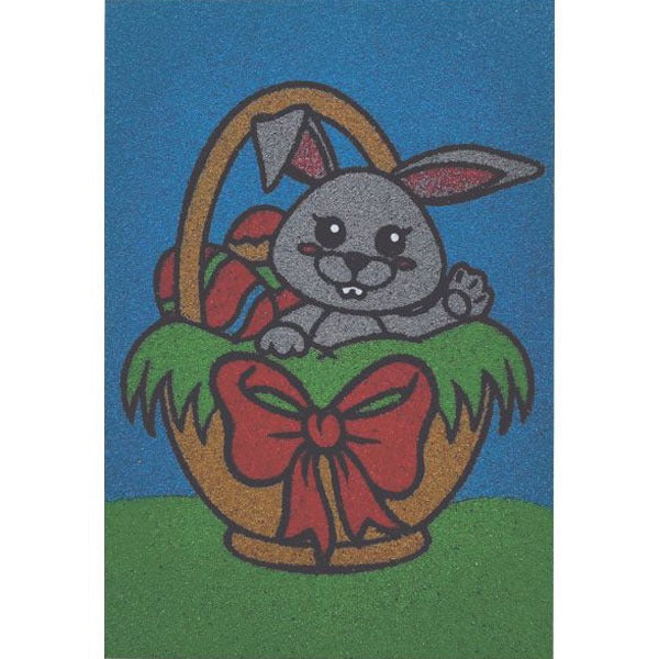 Rabbit in basket sand painting kit for children.