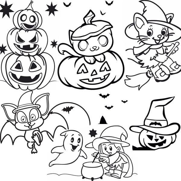 Halloween-themed sand art kit with templates and colored sand.