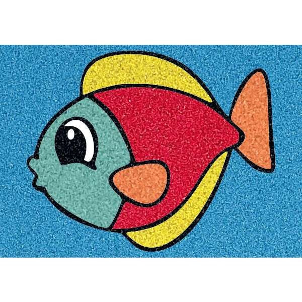 Colorful fish sand art kit for creative fun.