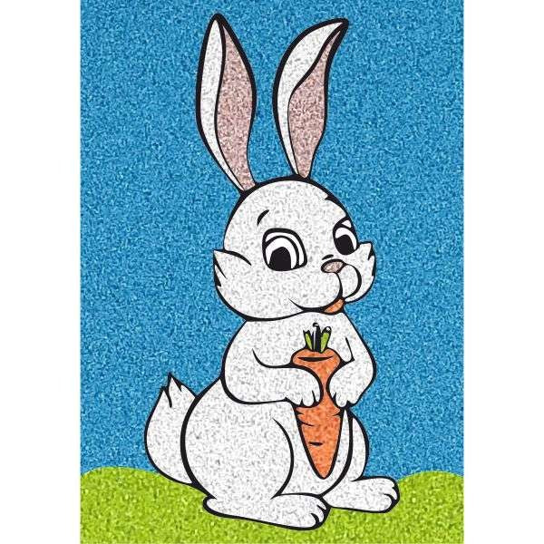 Répás nyuszi homokkép készítő sablon színes homokkal.