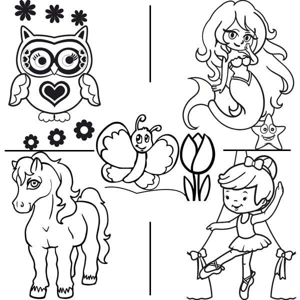 Lányos csomag nagyobbaknak homokkép szett állatos és rajzfilm mintákkal.