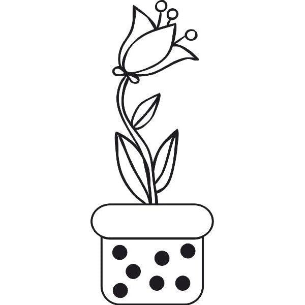 Liliom homokkép sablonkép fekete-fehér vázlata cserépben.