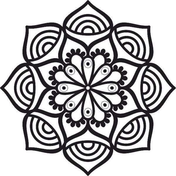 Mandala 5 sand art template with intricate black line design.