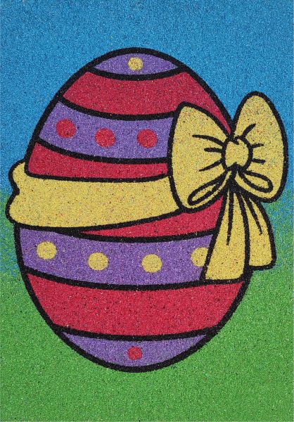 Masnis tojás homokkép színes homokfestés sablonnal.