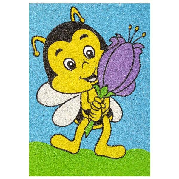 Méhecske homokkép sablon, színes homokfestés készlet gyermekeknek.