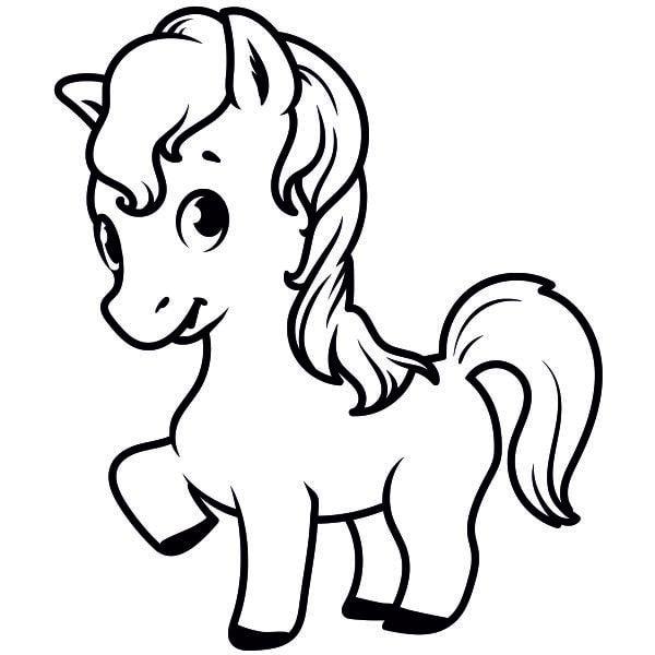 Póni homokkép sablon gyerekeknek kreatív homokfestéshez.