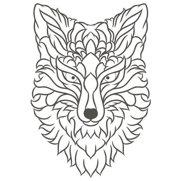 Ravasz róka intricate line art design.