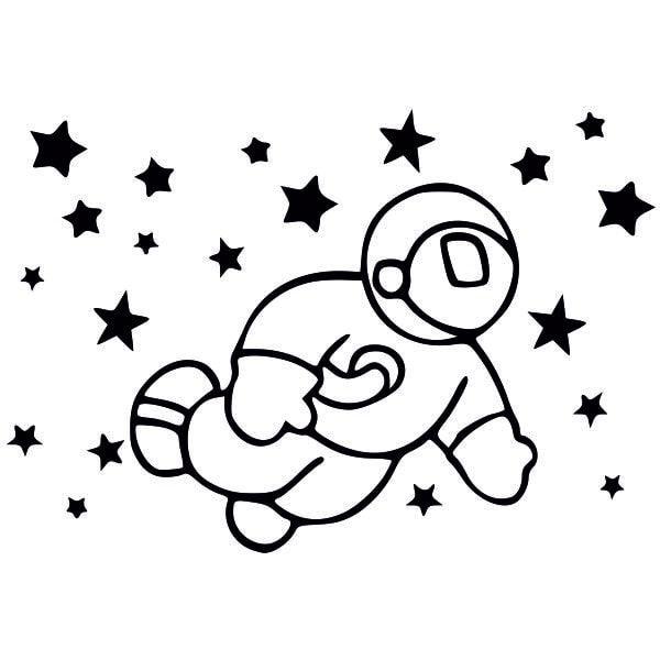 Űrhajós homokkép színezhető sablon csillagokkal.