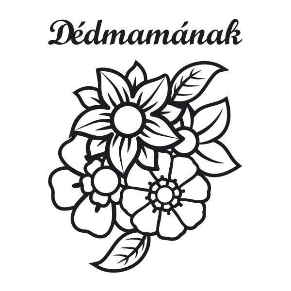 Floral sand art template for Dedmamának with outlined flowers and leaves design.