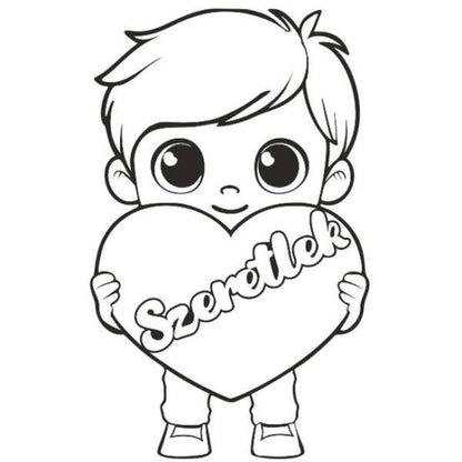 Kisfiú szeretlek feliratú homokfestés sablon színes homokkal gyerekeknek kreatív alkotás