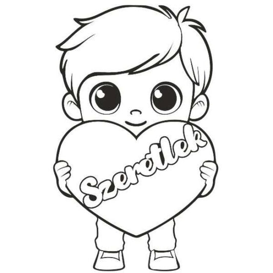 Kisfiú szeretlek feliratú homokfestés sablon színes homokkal gyerekeknek kreatív alkotás