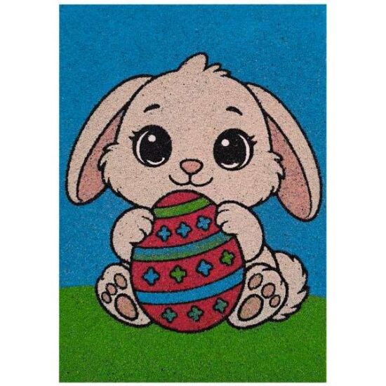 Cuki nyuszi sablon homokfestéshez, színes homokkal és használati útmutatóval