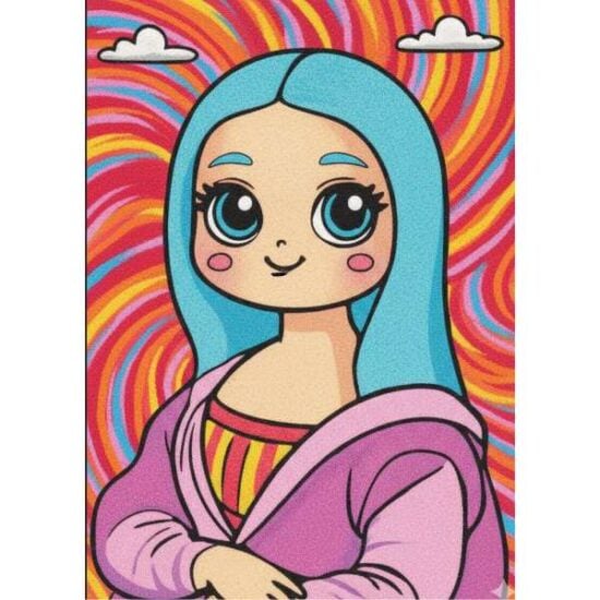 Mona Lujza homokkép színes homokkal és sablonképpel homokfestéshez gyerekeknek