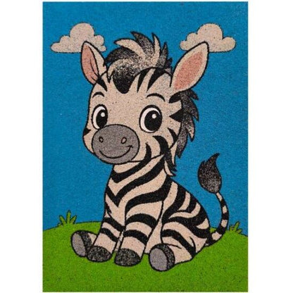 Zebra homokkép homokfestés kreatív gyerekeknek színes homokkal