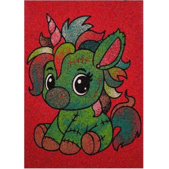 Zombipóni homokkép homokfestéshez, színes homokkal és sablonkép kontúrvonalakkal