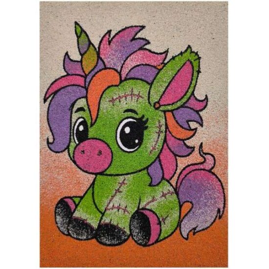 Zombipóni homokkép homokfestés kreatív színes tasakokkal gyerekeknek