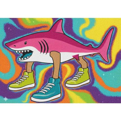 Tralalero Tralala homokkép homokfestéshez sablonképpel és színes homokkal gyermekeknek